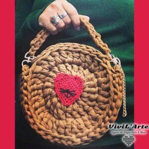 borsa tonda con cuore gatto